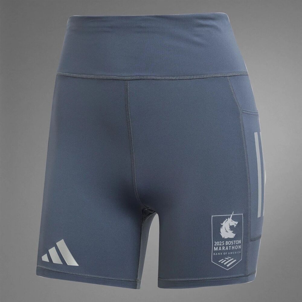 Adidas 2025 Boston Marathon Running Tights gray Shorts Womens Large  5” JN5514